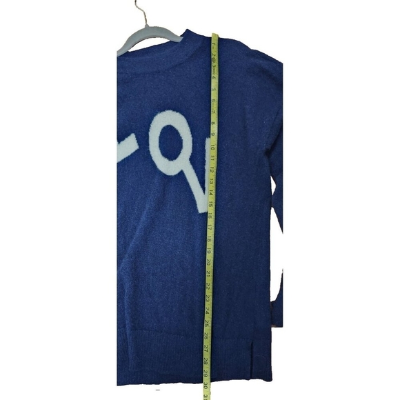 Charter Club 100% Cashmere LOVE Sweater Navy Blue XL Heart Sleeve Pullover Soft - Picture 9 of 12